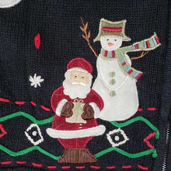 Vintage Erika Womens Sweater Vest Size Large L Snowman Christmas Full Zip - Picture 8 of 12